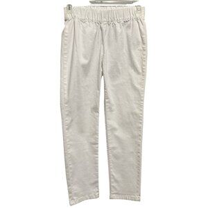 Soft Surroundings Straight Leg Cotton Stretch White White Pull-On Pants Sz PSm